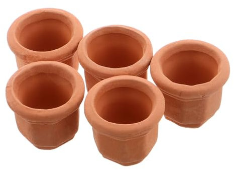 VINTORKY Mini Pot de Fleurs en Céramique Marron Vintage Lot de 5
