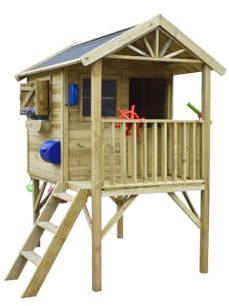 Prestige Garden Stelzenhaus Funny XL KDI | 155x188x245 cm | Kesseldruckimprägniert Kiefernholz | 90 cm Podest | Treppe, 2 Fenster, Blumenkasten