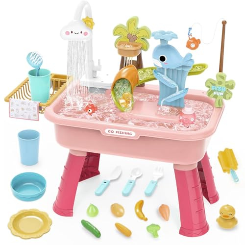 Kids Water Table, Sand And Water Table, Outdoor Beach Toys, 4-in-1 Sink Toy With Electric Faucet, Including Assorted Accessories