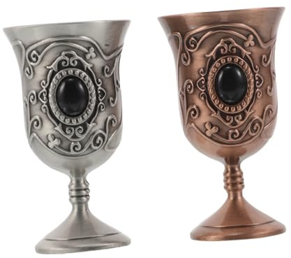 TOYZFRIENDY 2pezzi Tazze Metallo Vintage Medievale in Tazze Da Dessert Decorative Coppa Per Antica Recipiente Per Bere in Rame Piccola Coppa Per Da Vino Per Cerimonia