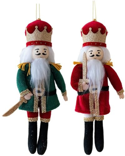 HiyyFloy 2 Pcs Christmas Nutcracker Ornament Mini Soldier Figures Christmas Tree Hanging Pendant Traditional Nutcracker Plush Xmas Decoration Charms