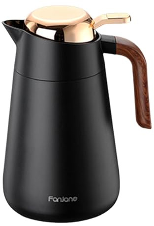 FytStycale Jarra Térmica para Café Tetera con Tapa Hermética Termo Doble Pared para Conservar Temperatura Dispensador Ergonómico de Acero Inoxidable Adecuada, Negro, Individual