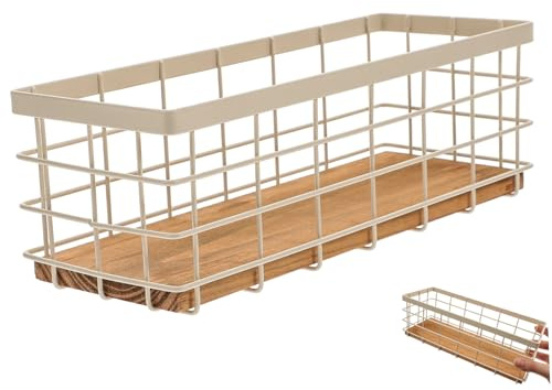 DECORNIJIA Cesta de Almacenamiento de Hierro Forjado Blanca Mate Canasta de Alambre Colgante Multiusos para Organización y Decoración Hogar y Baño