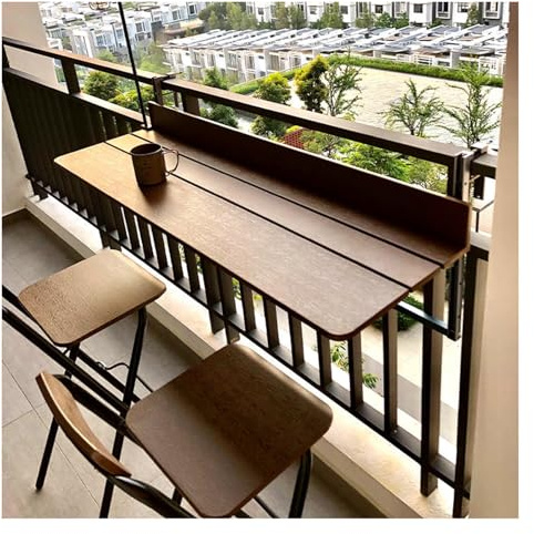 Platzsparender klappbarer Balkonhängetisch für Geländer, Wandmontage, Metall-Serviertisch, kompakte Terrassenmöbel (L 31,5 x B 14) – perfekt für kleine Räume