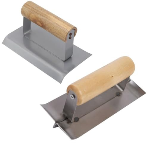 Opatiny Juego de 2 paletas de esquina interna y externa de 90 grados, acero inoxidable con mango de madera, cemento, hormigón y corte y acabado de chapa