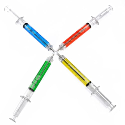 HEALLILY Bolígrafos Forma de Jeringuilla de Plástico, Paquete de 12 Piezas, Totalmente Funcionales para Uso Escolar y Escritura Divertida