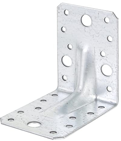 Alberts 330514 Escuadra reforzada con nervio, Galvanizado Sendzimir, 90 x 90 x 65 mm, Juego de 12