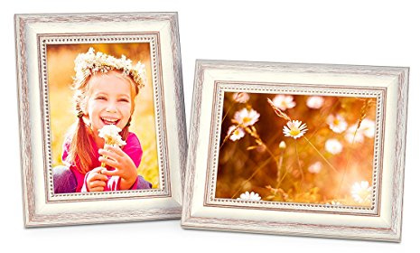 Bilderrahmen Shabby-Chic Landhaus-Stil Weiss 15x20 cm 2er Set