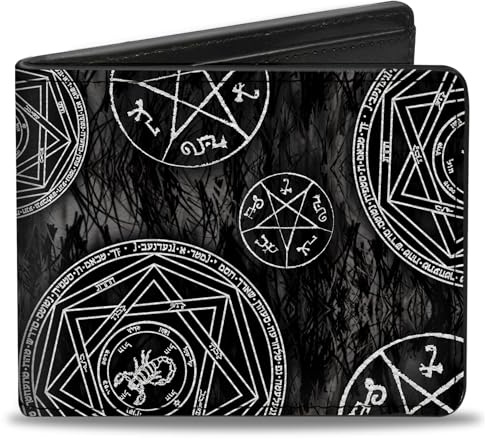 Buckle-Down Herren PU Bifold – Supernatural Teufelsfalle, Pentagramme, Grau/Schwarz/Weiß, Geldbörse, Mehrfarbig, 4,0 x 3,5 US