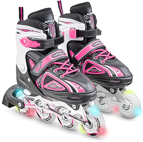 Apollo Super Blades, größenverstellbare Inline Skates für Damen und Kinder, Inliner für Erwachsene, Mädchen und Jungen in den Größen 31–42, LED Inline-Skates