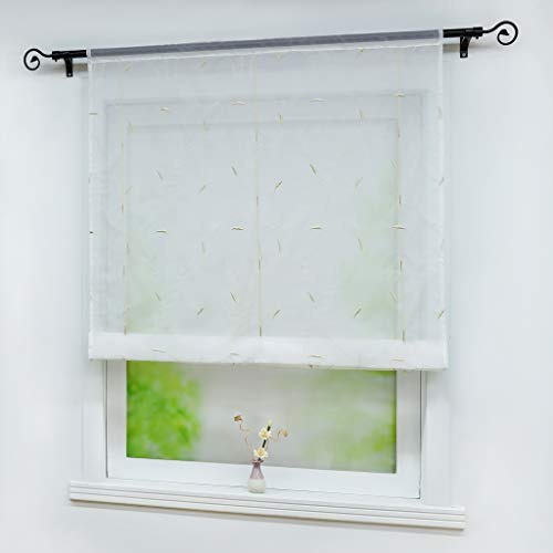 Joyswahl Voile Raffrollo mit Tunnelzug Transparente Bändchenrollo mit Blumen-Stickerei »Lilii« Schals Fenster Gardine BxH 140x140cm Sand 1 Stück