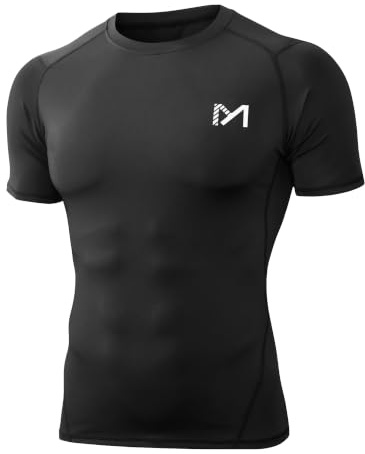 MEETYOO Kompressionsshirt Herren, Laufshirt Kurzarm Funktionsshirt Atmungsaktiv Sportshirt Männer T-Shirt für Running Jogging Fitness Gym
