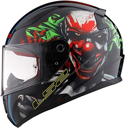 Casco completo para motocicleta de accidente de motociclista LS2 FF353 Rapid Happy Dreams GLOW-IN-THE-DARK SCARY CLOWN (S)