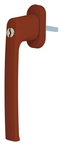 Premium Aluminium Fenstergriff für Terrassen-, Kipp- und Schiebetüren - abschließbar, Farbe:Golden Oak RAL 8003, Stiftlänge:40mm