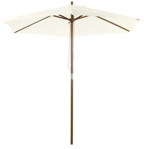 Outsunny Sonnenschirm Ø 250 cm mit Seilzugmechanismus windfest | Strandschirm, Aus Bambus, Windfest, Marktschirm, Sonnenschutz, sonnenschirme für Balkon Terrasse Garten