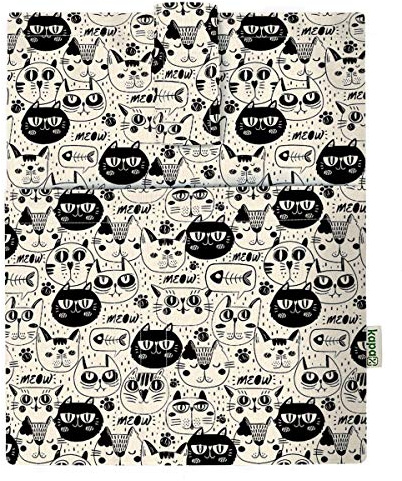 Buchhülle – Hardcover für Bücher – waschbar, wasserdicht, gepolstert, Schutzhülle für Tablet für Erwachsene (Black Cat)