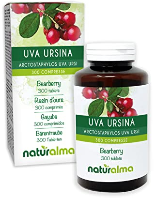 Gayuba o Uva ursi (Arctostaphylos uva ursi) hojas Naturalma - 150 g - 300 comprimidos - Complemento alimenticio - Natural y Vegano