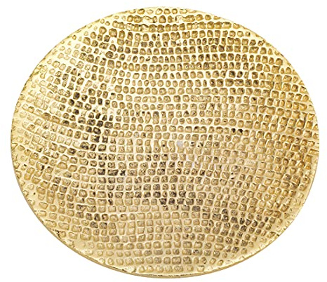 NKlaus Untersetzer für Kerzen Aluminium, Gold, Ø14cm Rustikaler, 1 Stück | Ø14cm; 14cm; 0,5cm; 12 cm; kerzenteller gold; teller für stumpenkerzen; B0DJVVPY3B