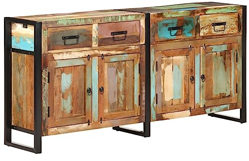 vidaXL Sideboard 4 Schubladen 4 Türen Kommode Anrichte Schrank Beistellschrank Mehrzweckschrank Standschrank 172x35x80cm Altholz Massiv