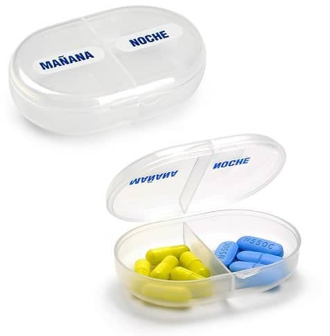 CABLEPELADO Pastillero 2 tomas, Organizador de píldoras, Estuche para medicamentos, Dispensador de medicamentos, Contenedor de pastillas, Caja de pastillas, Caja de medicamentos, Plástico, 2 tomas