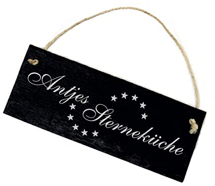 Sterneküche Küchenschild mit Wunschnamen - Schild Schiefer graviert Koch Köchin Deko 22 x 8 cm | Dekolando