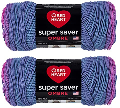 Red Heart Super Saver Jumbo Sweet Treat Ombre Yarn - 2 Pack of 283g/10oz - Acrylic - 4 Medium (Worsted) - 482 Yards - Knitting/Crochet