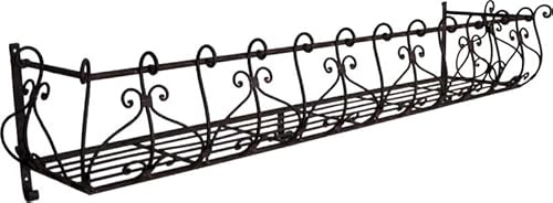 ecosoul Blumenkasten CINTI Metall Blumenwandkorb H/B/T 25/118/28 cm Eisen, dunkelrostfarben lackiert zur Befestigung an der Außenwand Wandhalterung länglich rechteckig 1 Stück