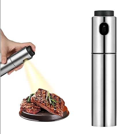 PingWPYe Edible Oil Sprayer Oiler, Stainless Steel Kitchen Seasoning Bottle, Refillable Oil Bottle Food Cooking Sprayer, Used For Barbecue, Salad, Frying, Baking, Etc