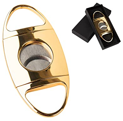 FRUHLING Cortador de Cigarros de Acero Inoxidable Metal Cortapuros Doble Guillotina Portátil Tijeras para Cigarros Bolsillo Cortador De Puros Cigar Cutter Doble Hoja