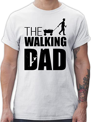T-Shirt Herren - Papa - The Walking Dad - Bollerwagen Bier - 5XL - Weiß - tolle Vatertagsgeschenke Vatertagsgeschenk Tshirt Vatertag Walkind Shirt Eltern Werden Geschenk männertag Geschenke Vater