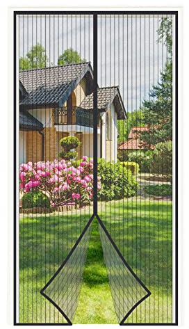 4UMOR Fliegengitter Balkontür 95x220cm stärkere Magnete Fliegengitter Tür Ohne Bohren Insektenschutz Balkontür für Balkontür Wohnzimmer Terrassentür Türvorhang Fliegenvorhang Nicht Kürzbar Schwarz