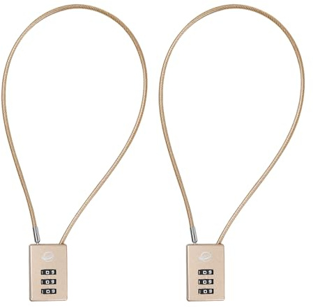 SISAV Candado de combinación de cable de 3 dígitos de 16 pulgadas para taquilla de gimnasio escolar, archivadores, casco, caja de herramientas, maleta de equipaje, mochila, dorado, paquete de 2