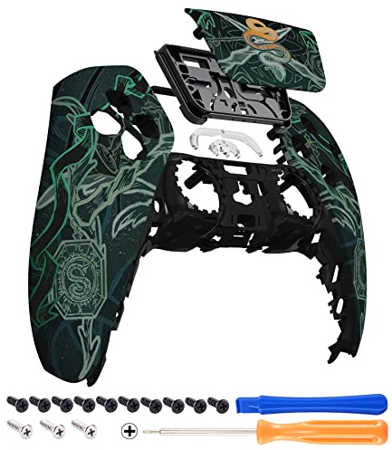 eXtremeRate Serpent Totem Soft Touch Touchpad Front Top Shell Compatible with ps5 Controller BDM-010 020 030 040 050, DIY Replacement Shell Custom Touch Pad Cover Compatible with ps5 Controller