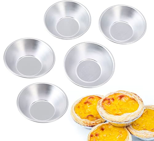 Jeanoko - 25 Moldes de Aluminio para Tartas de Huevo, para Tartas Pequeñas, Mini Cupcakes, Magdalenas, Galletas, Moldes para Hornear, Tazas para Tartas de Huevo, Moldes para