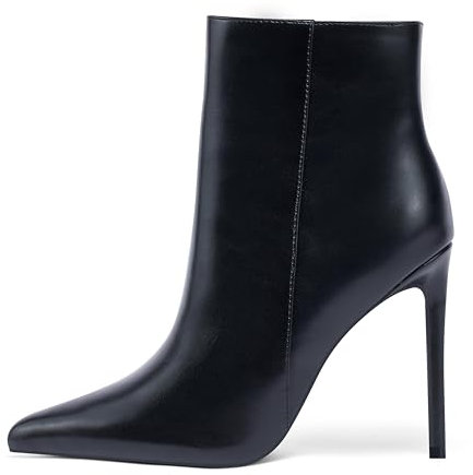 Zhabtuc Stivali da Donna Stivaletti Sexy con Tacco Alto con Cerniera Stivaletti con Punta a Spillo a Punta per Festa di Ballo Nero Opaco 41 EU