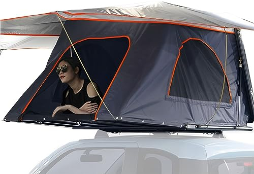 QUTBAG Vollautomatisches Auto-Dachzelt, seitlich zu öffnendes Dachzelt für 2–3 Personen, selbstfahrendes Camping-Dachzelt mit Teleskopleiter, 3 Sekunden schnell zu öffnendes mobiles Schlafzimmer
