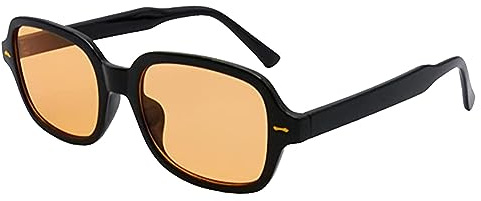 JCTAIFOO Retro Rechteck Oval Sonnenbrille Damen Herren Vintage Rechteckig Gelb Gradient getönte Brille