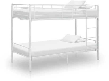Annlera Etagenbett Weiß Metall 90×200 cm Bettgestell Bed Frame Bettrahmen Metallbett