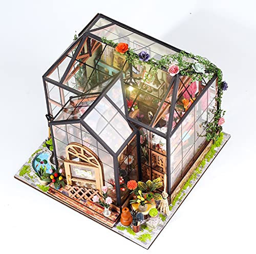 Kit de casa de muñecas en miniatura de bricolaje, kits de manualidades de bricolaje de invernadero en miniatura for adultos for construir un modelo de casa pequeña, decoraciones navideñas de Halloween
