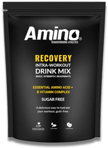 Amino Recovery - EAA & BCAA Intra Workout Powder - 7000mg EAA Amino Acid Recovery Drink & BCAA Powder - Protect Muscle & Aid Recovery - Sugar Free & Vegan (Red Berry, 22 Servings)