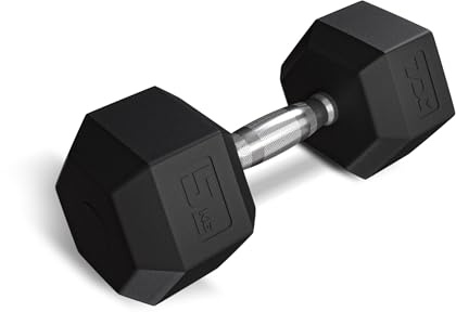 TREX SPORT Hexagon Hanteln | gummierte Kurzhanteln 2,5kg-20kg mit verchromtem Griff | Hanteln Dumbbells (1x5 kg)
