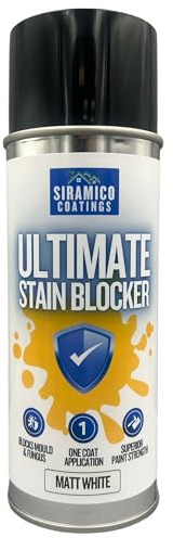 SIRAMICO COATINGS Ultimate Stain Blocker Spray | 400ml - Matte White | One Coat Anti Mould & Damp Proofing Paint for Internal Walls & Ceilings - Stain Blocker for Painted Areas, Wood, Stone & Brick
