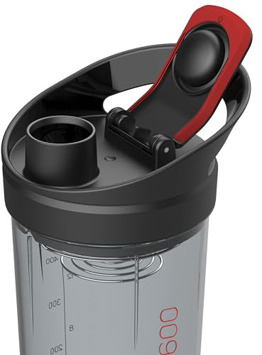 Protein Shaker 500ml + 100ml Pulverfach | Eiweißshaker mit Pulverfach | Gymshaker mit Edelstahl Mischfeder | Mixer für Proteinshakes | Shaker Gym | Klumpenfrei & Dicht | Trinkflasche 600ml BPA-frei