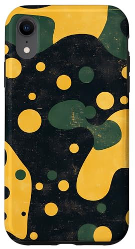 Coque pour iPhone XR Bois de canard en peau de grenouille à pois jaunes