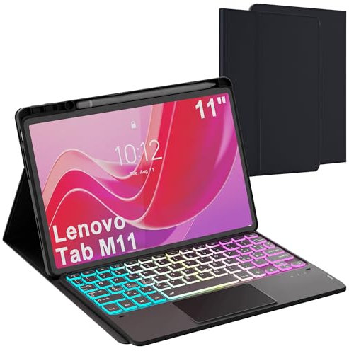 VANKEYPAD Tastiera Custodia per Lenovo Tab M11 2024 11 Pollici (TB330/TB331) - Custodia con Tastiera Retroilluminata Arcobaleno, Italiano QWERTY Staccabile con Touchpad per Lenovo Tab M11