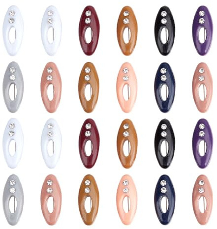 OLYCRAFT 24Pcs 6 Color Hijab Pins Clips Scarf Safety Pins 37.5x15.5cm Plastic Cover Hijab Pin Hollow with Rhinestone Pins Oval Scarf Pin for Fastening Scarves Sweaters Hijab Accessories