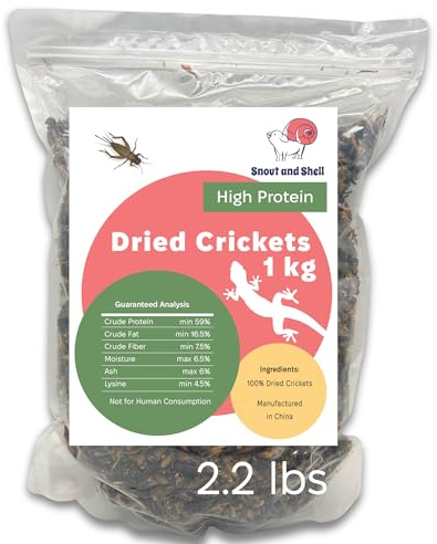 Dried Crickets (2.2 lbs) for Reptiles, Birds, and Small Pets - Natural Insect Food with Essential Nutrients - 1 kg