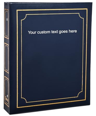 Arpan Deluxe Personalised Text Self-Adhesive Ring Binder Photo Album, 40 Sheets/80 Sides, Black, Burgundy, Blue (Blue)