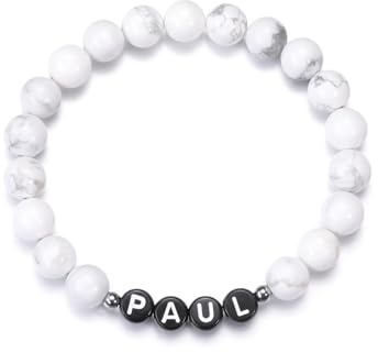 GEHECRST Personalisierte Armband mit Namen Buchstaben Perlen Partnerarmband Heilsteine Armband Perlenarmband Freundschaftsarmband Yoga Armband Personalisierte Geschenke für Partner Freunde Familie