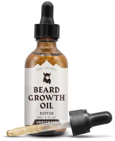 Striking Viking Beard Growth Oil - Unscented, 60 ml, Pack of 1 - Tames Unruly Hair & Mustache Thickening - Itch-Soothing Beard Care & Softening Oil